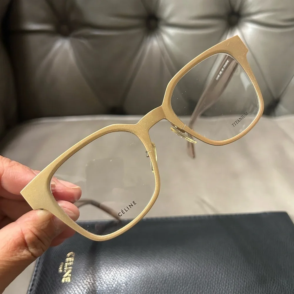 CELINE CL41456 Titanium Gold Square Eyeglasses Made in Italy w/ Case